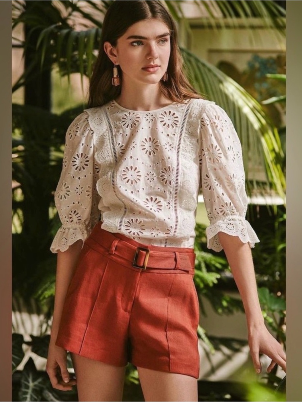 Veronica Beard Gale Blouse White Eyelet Lace - Picture 2 of 8